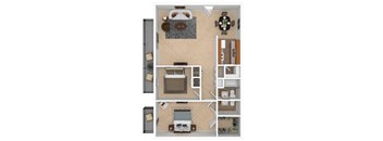 a floor plan of a house with a bedroom and a living room