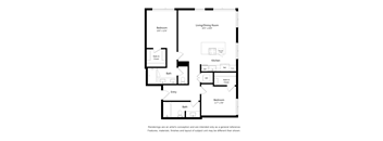 Two Bedroom Two Bathroom Floor Plan Apartment North Scottsdale