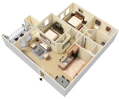 a floor plan of a home with a bedroom and a living room