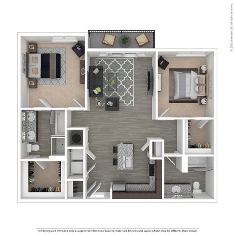 2 Bedroom/2 Bathroom Floor Plan