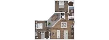 a floor plan of a house with a bedroom and a living room