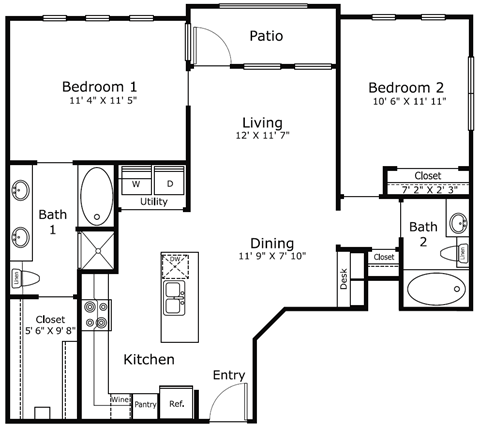 a floor plan of a house with a bedroom and a living room
