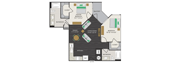 a floor plan of a house with a bedroom and a living room