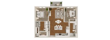A top-down view of a house layout with labeled rooms.