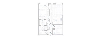 A floor plan of a house with labeled rooms such as bedroom, kitchen, and bath.