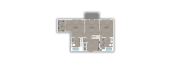 A floor plan of a house with a garage and a car parked in the garage.