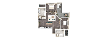 A detailed floor plan of a modern apartment layout.