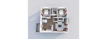 a 3d drawing of our 1 bedroom apartment at princeton court apartments in dallas,