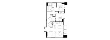 A black and white image of a house floor plan with labeled rooms.