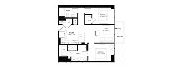 A black and white image of a floor plan for a house.