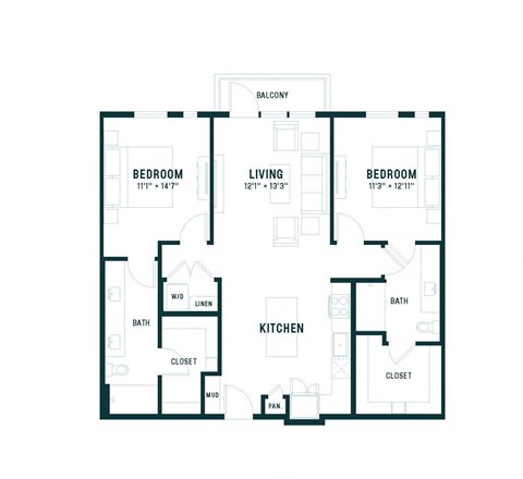 bedroom floor plan an in 2 bed 2 bath