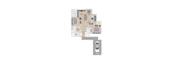 A floor plan of a house with a garage.