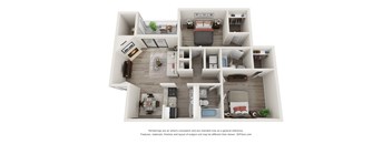 a 1 bedroom floorplan is shown in this rendering