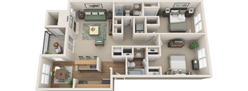 2 Bedroom floor plan in plano apartments