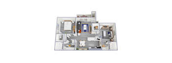 a 1 bedroom apartment with a balcony floor plan