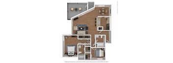 a 1 bedroom floor plan with a bathroom and a living room