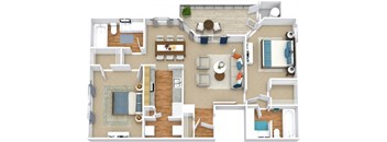 a floor plan of a 3 bedroom apartment