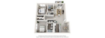 a floor plan is shown with a bedroom and a kitchen