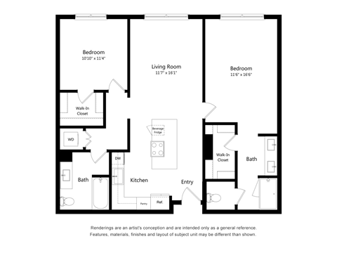 Two Bedroom Two Bathroom Floor Plan Apartment North Scottsdale