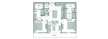 a floor plan of a house with bedrooms and a living room