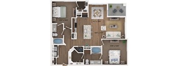 a 3d floor plan of a house with a bedroom and a living room