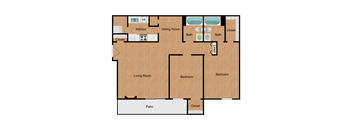 a floor plan of a home with a kitchen and a living room