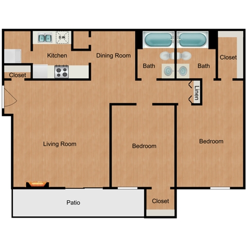 a floor plan of a home with a kitchen and a living room