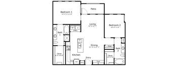 a floor plan of a house with bedrooms and a living room