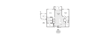 A floor plan for a B3 building shows two bedrooms, two bathrooms, and a living area.
