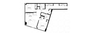 A black and white image of a floor plan for a house.