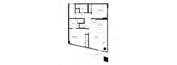 A black and white image of a floor plan for a house.