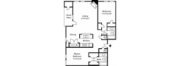 a floor plan of a home with two bedrooms and two bathrooms