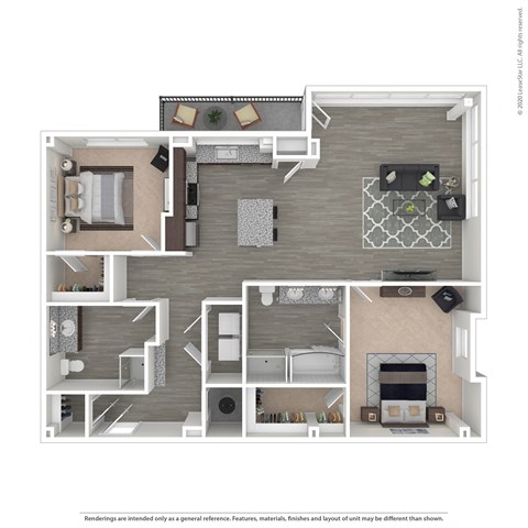 2 Bedroom/2 Bathroom Floor Plan