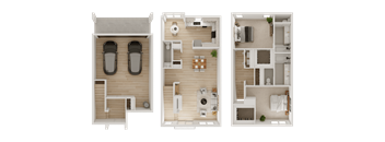Three different floor plans of a house are displayed.