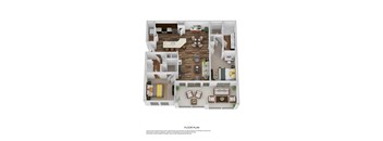 a 3d floor plan of a home with a bedroom and a living room