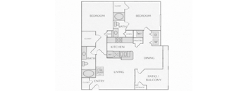 A black and white floor plan of a house with labeled rooms.