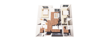 a floor plan of a house with a bedroom and a living room