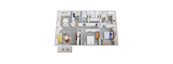 a floor plan of a 3 bedroom apartment