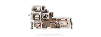 A 3D floor plan of a house with dimensions and a disclaimer.