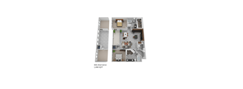 A floor plan of a B4A Alternative apartment with 1,488 square feet.