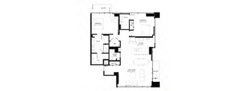 A black and white image of a house floor plan.