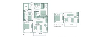 a floor plan of a living room and a bedroom
