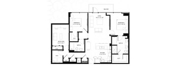A black and white image of a floor plan for a two-story house with labeled rooms.