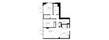 A black and white image of a house floor plan with labeled rooms.