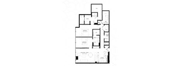 A black and white image of a house floor plan.