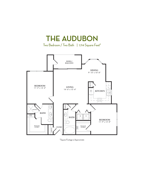 the audubon floor plan two bedroom two bath