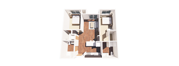 a floor plan of an apartment with a wood floor