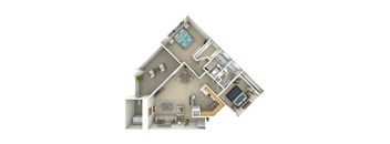 a floor plan of a house with a bedroom and a living room