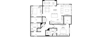 A floor plan of a house with labeled rooms such as RELAX, DREAM, and COOK.