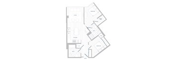 A floor plan of a house with labeled rooms such as bedroom, bath, and kitchen.